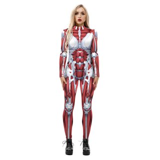 New Product Skeleton 3D Printed High Neck Long Bodycon Jumpsuit Halloween Costume N21247