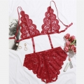 Sexy Red Floral Lace Spaghetti Straps Hollow Out One-piece Teddy Lingerie N21216