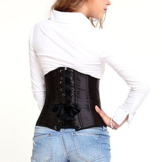 Women's Sexy Black Stain Plastic Boned Underbust Waist Cincher Corset N21113