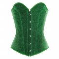 Women's Strapless Green 12 Plastic Boned Shiny Overbust Corset Top N20961