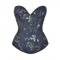 Retro Butterfly Print Busk Closure Plastic Boned Body Shaper Overbust Corset N20916