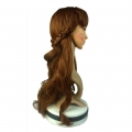 Women's Fashion Brown Big Wave Bangs Anna Cosplay Wig Long Curly Hair With Braids MS20903