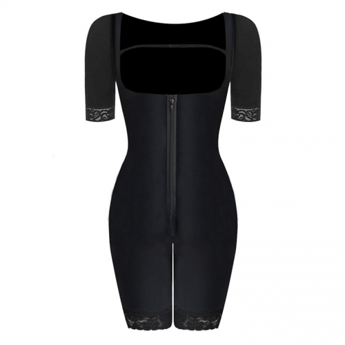 Sexy Black Short Sleeve Underbust Elastic Slimming Body Shaper Sport Bodysuit N20901