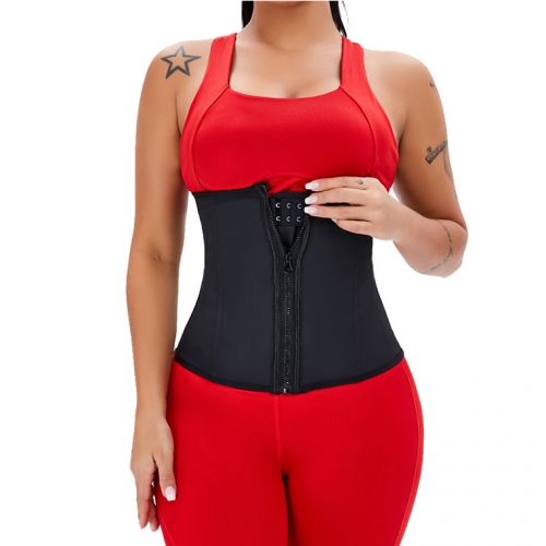 Unisex Black Waist Trainer Corset Sport Slimming Body Shaper Removable Velcro Belt N20887