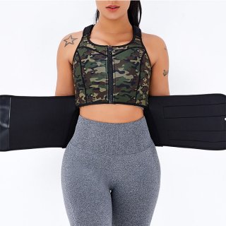 Sexy Camouflage-green Neoprene Sport Waist Training Zipper Vest Corset With Waistband N20886