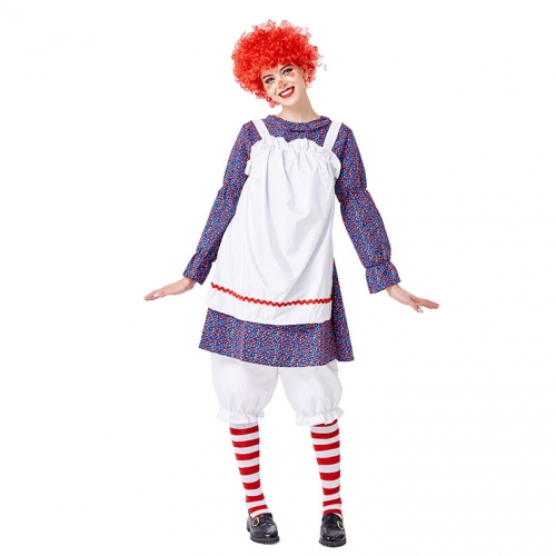 3pcs Funny Circus Clown Doll Skirt Apron And Bloomers Adult Cosplay Costume Set N20730