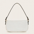 Women's Simplicity White Crocodile Pattern Shoulder Bag Zipper Underarm HandBag N20707
