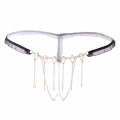 Sexy Black Elastic Lace Trim Thong Chain Tassel Underwear Bead Accessories G-string PT20669