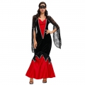 Sexy Witch Red And Black Vampire Maxi Dress Adult Halloween Masquerade Costume N20601