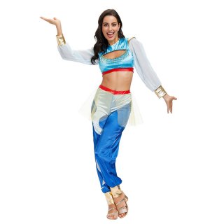 2Pcs Disco Dancing Queen Glossy Crop Tops Pants Split Sets Adult Cosplay Costume N20592