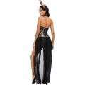 Women's Sexy Black Halter Neck Tight Siamese Skirt Cosplay Adult Halloween Costume N20591