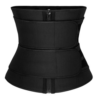 Unisex Black Neoprene Velcro Sports Waist Trimmer Workout Steel Bones Body Shaper Belt N20551