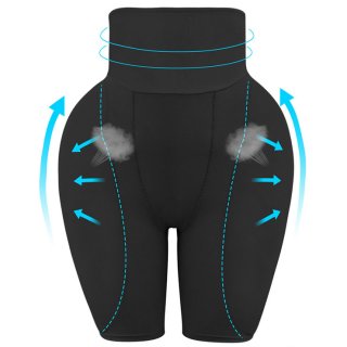 Sexy Black High Waist Cropped Boxer Shorts Elastic Slimming Panties Shapewear Underwear PT20394