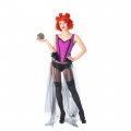 Gothic Purple Feather Jacquard Elastic Wide Straps Gauze Hem Corset With Pantie Set N20239