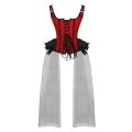 Gothic Red Feather Jacquard Buckle Shoulder Straps Plastic Bone Gauze Hem Overbust Corset N20230