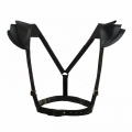 One-piece Victorian Gothic Black Matte Leather Scale Shoulder Armor Corset Accessories N20225