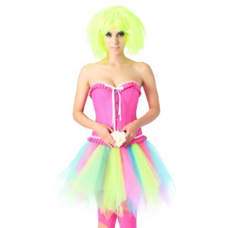 Fashion Pink Organdy Ruffles Busk Closure Corset High-waisted Tulle Skirt Candy Sets N20219