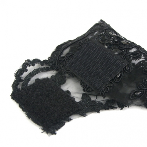 Gothic Sexy Sheer Floral Lace bow Fingerless Gloves Cosplay Accessory HG20217
