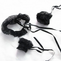 Victorian Gothic Black Floral Lace Wristband Lace-up Bracelet And Scarf J20216