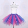 Lovely Pink And Purple Double Layered Gauze Outer Elastic Band High-waisted Tulle Tutu Skirt HG20208