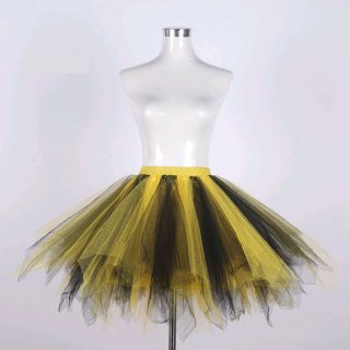 Lovely Black And Gold Double Layered Gauze Outer Elastic Band High-waisted Tulle Tutu Skirt HG20205
