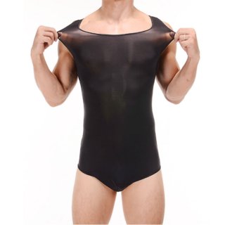 Men's Sexy Matte Ultra-thin Super Stretchy Vest Type Bodysuit One-piece Lingerie N20185