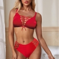 Sexy Red Front Chest Hollow Tight Top and Panty Lingerie Set N20183