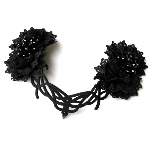 Victorian Gothic Black Flower Queen Hair Clip Anime Cosplay Party Accessory Headband J20104