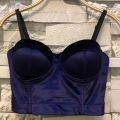 Sexy Punk Glossy Velour Padded Underwire B Cup Bustier Bra Clubwear Crop Top N20070