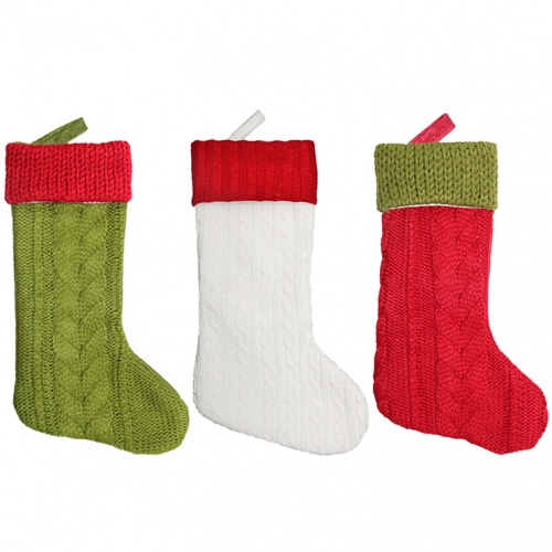 Christmas Eve Long Stocking Wool Knitting Dinner Party Tree Decoration XT20036 Christmas Eve Long Stocking Wool Knitting Dinner Party Tree Decoration XT20036