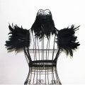 Victorian Gothic Black Feather Collar Scarf And Shoulder Armor Corset Accessories N20018
