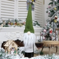 Green Faceless Doll Wine Bottle Cover Plush Toy Christmas Decoration Accessory XT19892