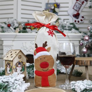 Elk Pattern Red Wine Bag Christmas Eve Dinner Party Decoration Accessory XT19882