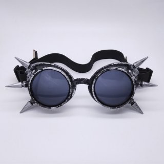 Steampunk Ancient-silver Frame One-piece Glasses Masquerade Party Rivet Goggles MS19772