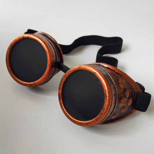 Steampunk Unisex Black Lens Red-copper Frame Glasses Masquerade Goggles MS19740