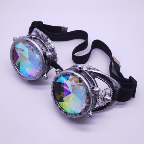 Steampunk Kaleidoscope Lens Metallic Gear and Rivet Masquerade Party Goggles MS19727