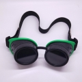 Steampunk Style Black Lens Frame Green Rubber Sleeve Adjustable Belt Glasses Goggles MS19710