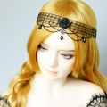 Gothic Black Evil Little Angel and Bead Chain Pendant Mesh Hair Band Headwear J19688