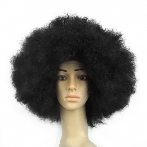 Fashion Black Natural Soft Fluffy Explosion Head Hair Modeling Carnival Party Wig MS19656