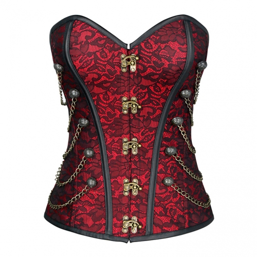 Steampunk Brocade Steel Boned Strapless Body Shaper Overbust Corset N19572