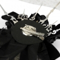 Steampunk Hand Bone Black Flower Hairpin Brooch Halloween Accessory N19540