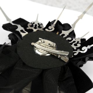 Steampunk Hand Bone Black Flower Hairpin Brooch Halloween Accessory N19540