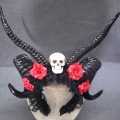 Gothic Dark Witch Shofar Horns Gimmick Rose Halloween Hair Accessories Headband N19535