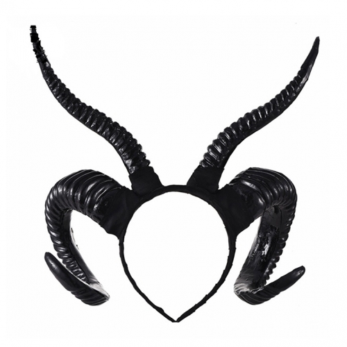 Gothic Dark Department Witch Antelope Horn Headband Halloween Hair Accessory N19533