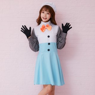 3ps Adorable Winter Snowman High Neck Long Sleeve Mini Dress Cosplay Fancy Costume N19468