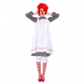 5pcs Women's Crazy Circus Clown Floral Dress With Apron Adult Cosplay Costume N19478
