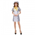 3pcs Sexy Women's Cook Short Sleeve Plaid Skirt Adult Halloween Cosplay Maid Costume N19477