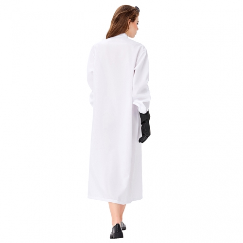 3pcs Unisex Crazy Scientist White Long Robe Halloween Cosplay Costume N19447