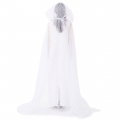 Vintage White Ghost Bride Long Wedding Dress and Mesh Long Cloak Adult Halloween Costume N19444