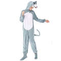 Unisex Funny Gray Mouse Animal Circus Bodysuit Cosplay Pajamas Halloween Costume N19427
